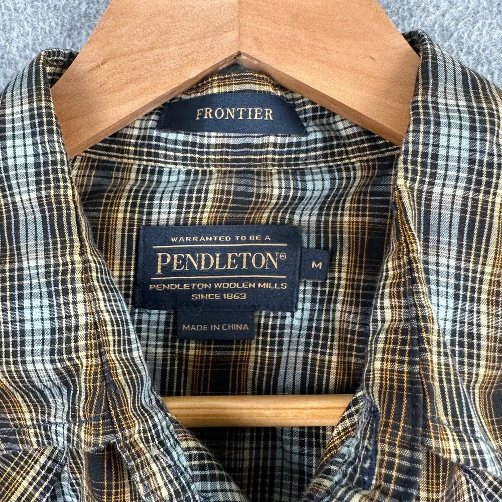 Pendleton Shirt Mens M Brown Frontier Western Pearl‎ Snap Plaid Long Sleeve
